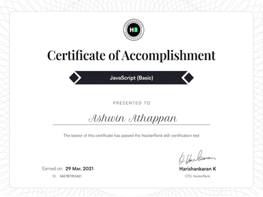 JavaScript (Basic) Certificate