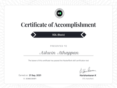 SQL (Basic) Certificate